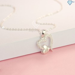 Dây chuyền bạc nữ mặt trái tim đôi đính đá đẹp DCN0450 - Trang Sức TNJ