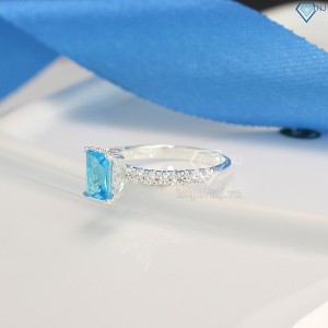 Nhẫn bạc nữ mặt đá vuông đính đá xanh NN0249 - Trang Sức TNJ