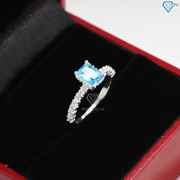 Nhẫn bạc nữ mặt đá vuông đính đá xanh NN0249 - Trang Sức TNJ