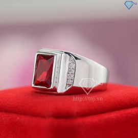 Nhẫn bạc nam mặt đá đỏ NNA0047 - Trang Sức TNJ