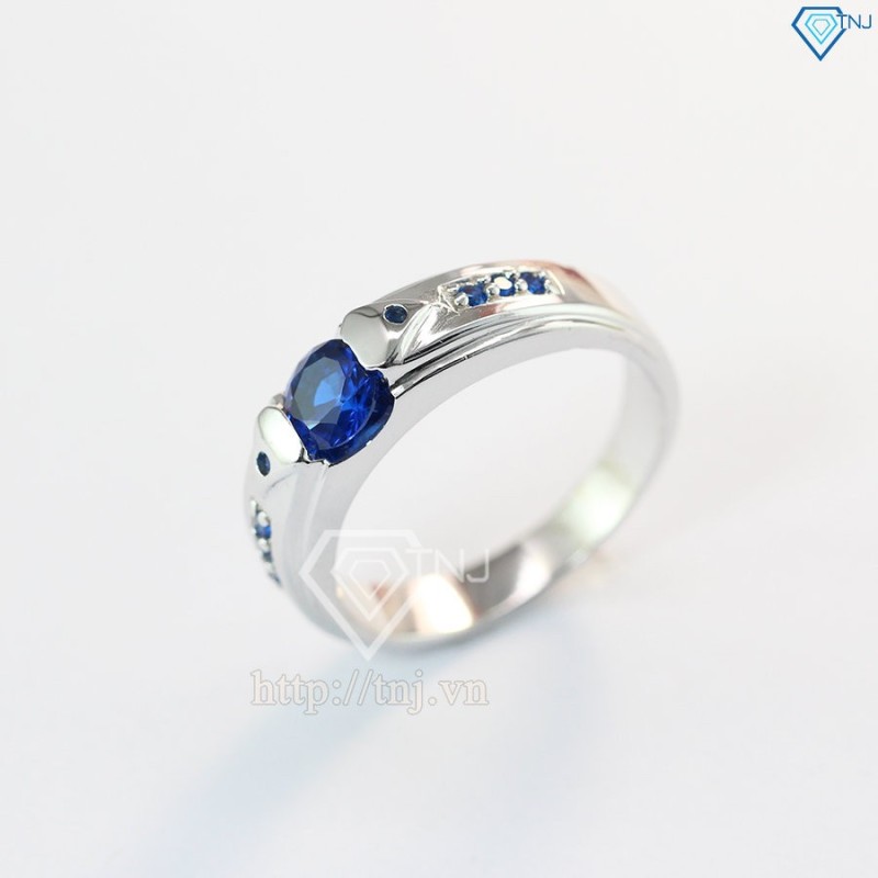 Nhẫn bạc nam đính đá xanh dương NNA0087 - Trang sức TNJ