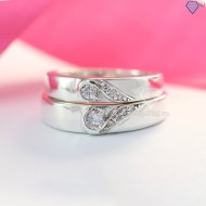Nhẫn đôi bạc nhẫn cặp bạc đẹp trái tim ghép ND0231