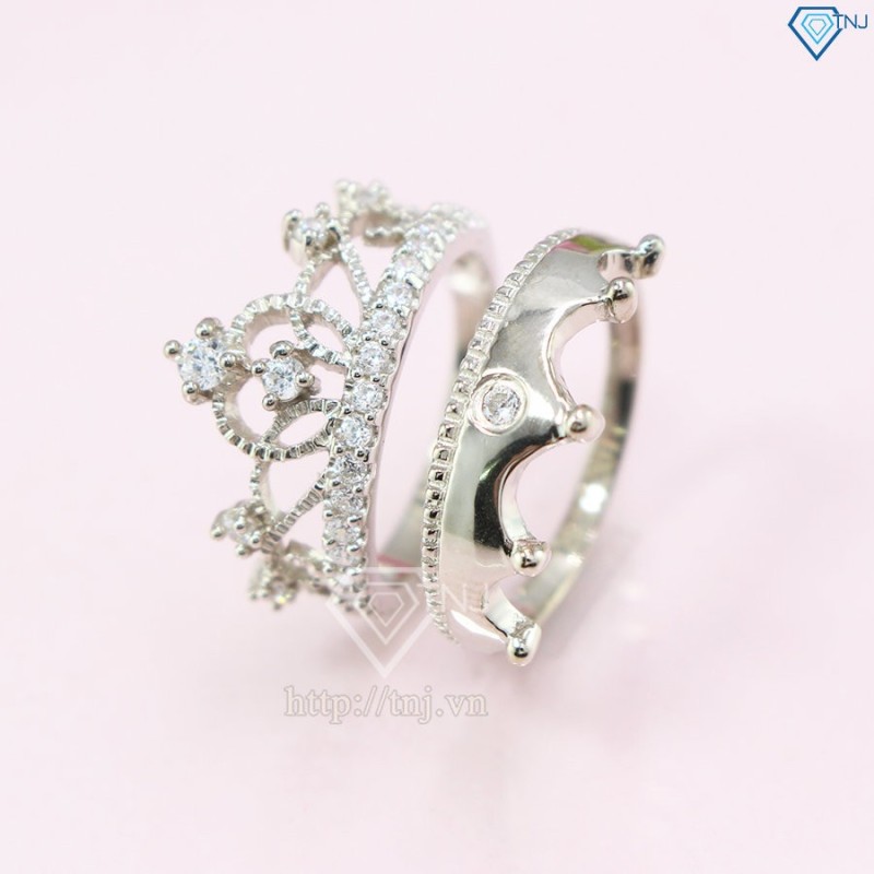 Nhẫn đôi bạc nhẫn cặp bạc King Queen ND0325 - Trang sức TNJ