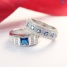 Nhẫn đôi bạc nhẫn cặp bạc đẹp đính đá topaz xanh dương ND0281