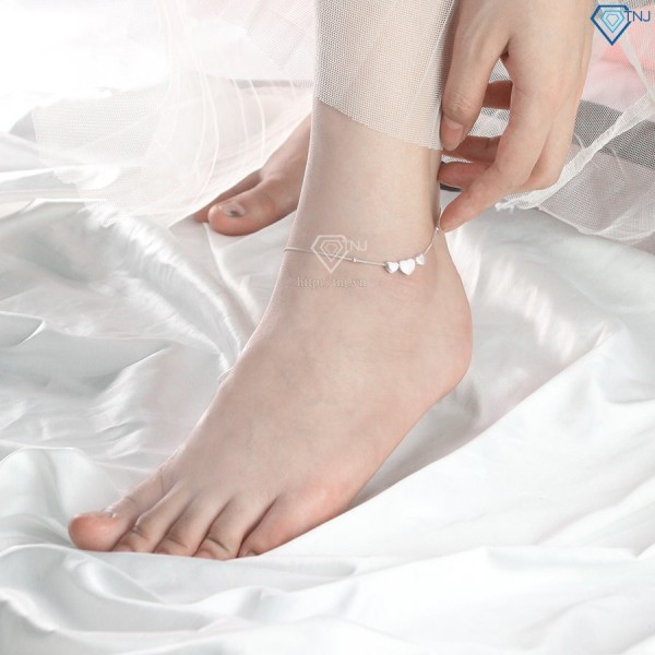 Lắc chân bạc nữ giá rẻ hình trái tim LCN0047 - Trang Sức TNJ