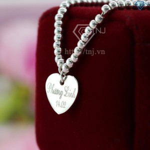 Lắc tay bạc bi nữ kết hợp trái tim khắc tên LTN0104 - Trang Sức TNJ