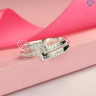 Nhẫn đôi bạc giá rẻ khắc tên ND0430 - Trang Sức TNJ
