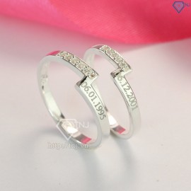 Nhẫn đôi bạc giá rẻ khắc tên ND0430 - Trang Sức TNJ