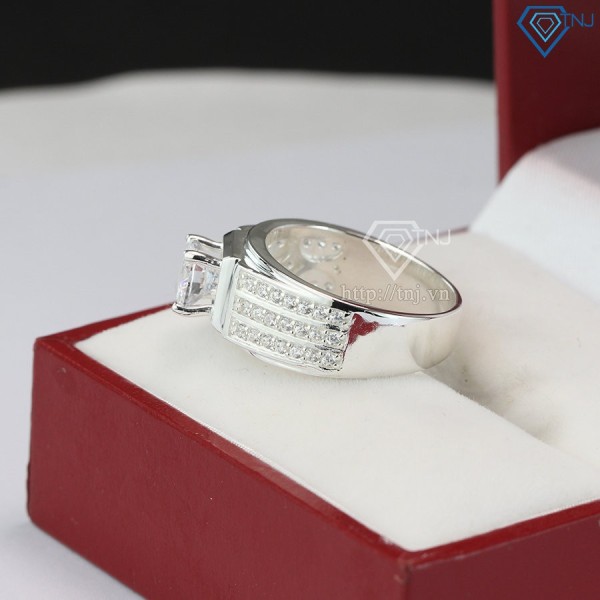 Nhẫn bạc nam đẹp mặt đá trắng NNA0113 - Trang Sức TNJ