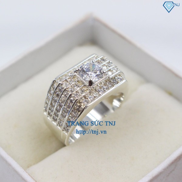 Nhẫn bạc nam xi vàng trắng NNA0060-XK- Trang sức TNJ