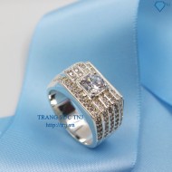 Nhẫn bạc nam xi vàng trắng NNA0060-XK- Trang sức TNJ