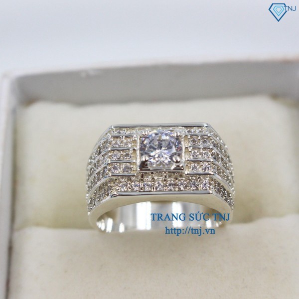 Nhẫn bạc nam xi vàng trắng NNA0060-XK- Trang sức TNJ