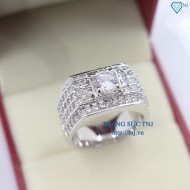 Nhẫn bạc nam xi vàng trắng NNA0060-XK- Trang sức TNJ