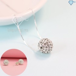 Bộ trang sức bạc hình trái châu đính đá đẹp BTS0024 - Trang Sức TNJ