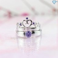 Nhẫn đôi bạc nhẫn cặp bạc đẹp vương miện ND0167