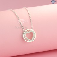 Dây chuyền bạc nữ khắc tên mặt tròn tim DCN0469 - Trang sức TNJ