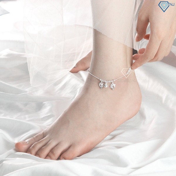 Lắc chân bạc nữ hình cá heo đính đá đẹp LCN0048 - Trang Sức TNJ
