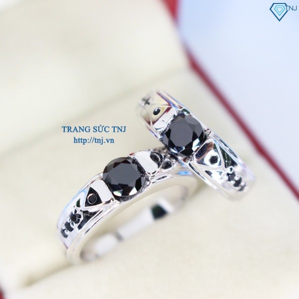 Nhẫn đôi bạc nhẫn cặp bạc đẹp đính đá đen ND0280 - Trang sức TNJ