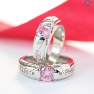 Nhẫn đôi bạc nhẫn cặp bạc đẹp đính đá hồng ND0280 - Trang sức TNJ