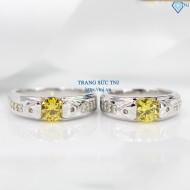 Nhẫn đôi bạc nhẫn cặp bạc đẹp đính đá vàng ND0280 - Trang sức TNJ