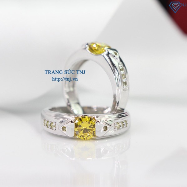 Nhẫn đôi bạc nhẫn cặp bạc đẹp đính đá vàng ND0280 - Trang sức TNJ