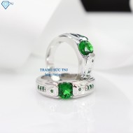 Nhẫn đôi bạc nhẫn cặp bạc đẹp đính đá xanh ND0280 - Trang sức TNJ