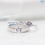 Nhẫn đôi bạc nhẫn cặp bạc đẹp đính đá tinh tế ND0012 - Trang sức TNJ