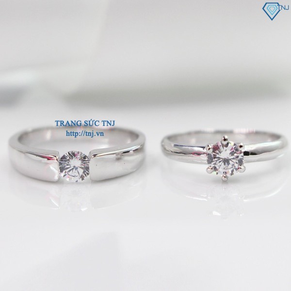 Nhẫn đôi bạc nhẫn cặp bạc đẹp đính đá tinh tế ND0012 - Trang sức TNJ