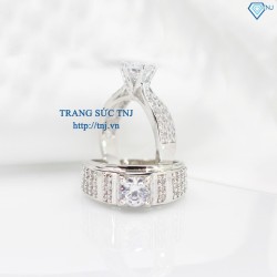 Nhẫn đôi bạc nhẫn cặp bạc đẹp đính đá sang trọng ND0284 -Trang sức TNJ