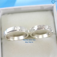 Nhẫn đôi bạc nhẫn cặp bạc đẹp đính đá ND0227