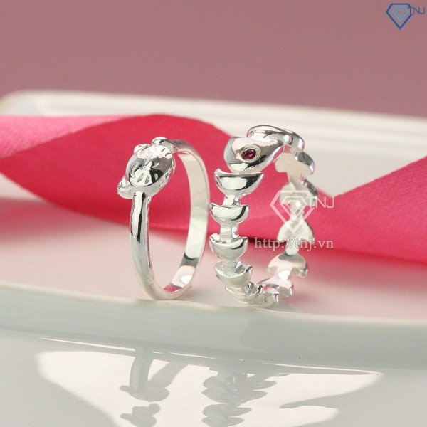 Nhẫn đôi bạc nhẫn cặp bạc đẹp kiểu con mèo và xương cá ND0435 - Trang sức TNJ