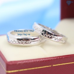 Nhẫn đôi bạc nhẫn cặp bạc đẹp nhịp đập trái tim ND0251