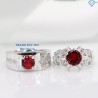 Nhẫn đôi bạc nhẫn cặp bạc đính đá đỏ ND0265