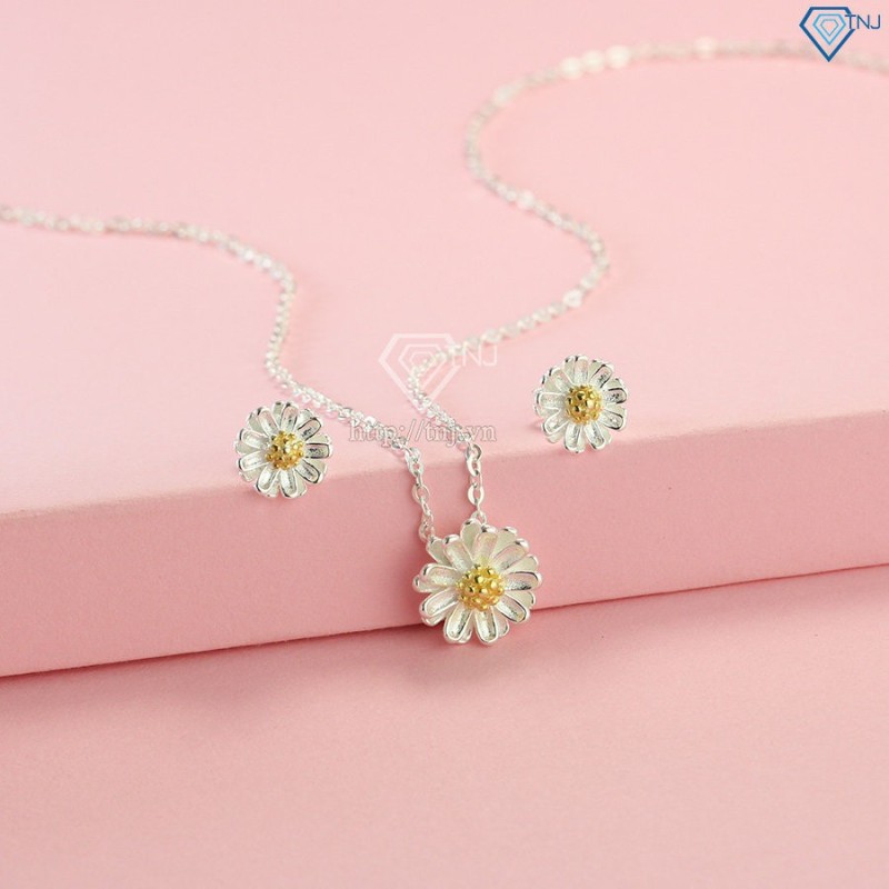 Bộ trang sức bạc giá rẻ hoa cúc họa mi đẹp BTS0016 - Trang Sức TNJ