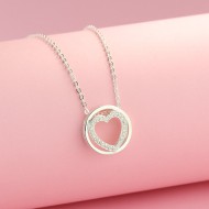 Dây chuyền bạc nữ khắc tên mặt tròn tim DCN0469 - Trang sức TNJ