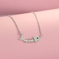 Vòng cổ bạc nữ hình xương cá đẹp DCN0457 - Trang sức TNJ
