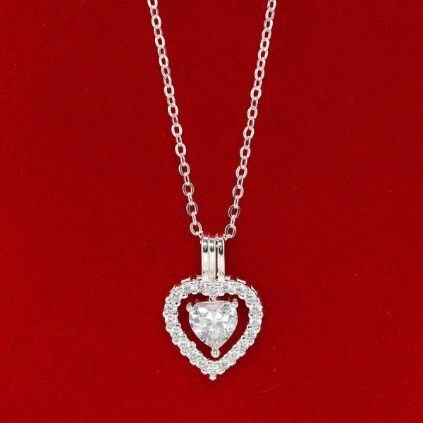Vòng cổ bạc nữ mặt trái tim đính đá đẹp DCN0356 - Trang Sức TNJ