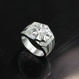 Nhẫn bạc nam đẹp mặt đá chìm tinh tế NNA0102