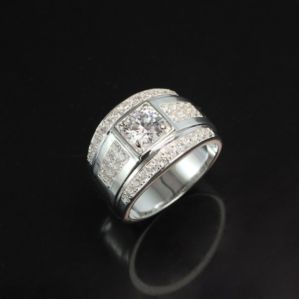 Nhẫn bạc nam đẹp mặt đá trắng sang trọng NNA0103