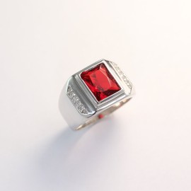 Nhẫn bạc nam mặt đá đỏ NNA0047