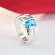 Nhẫn bạc nam mặt đá xanh sang trọng NNA0093