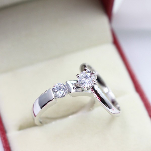 Nhẫn đôi bạc nhẫn cặp bạc đẹp đính đá tinh tế ND0012