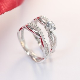 Nhẫn đôi bạc nhẫn cặp bạc đẹp đính đá ND0353