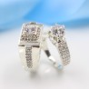Nhẫn đôi bạc nhẫn cặp bạc đẹp đính đá sang trọng ND0242