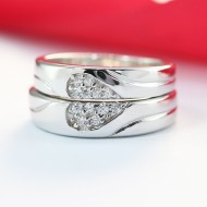 Nhẫn đôi bạc nhẫn cặp bạc đẹp trái tim ghép ND0019