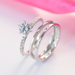 Nhẫn đôi bạc nhẫn cặp bạc đẹp 2 trong 1 ND0254