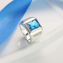 Nhẫn bạc nam mặt đá xanh dương NNA0047