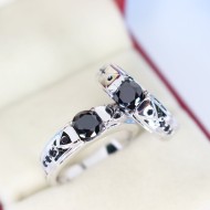Nhẫn đôi bạc nhẫn cặp bạc đẹp đính đá đen ND0280