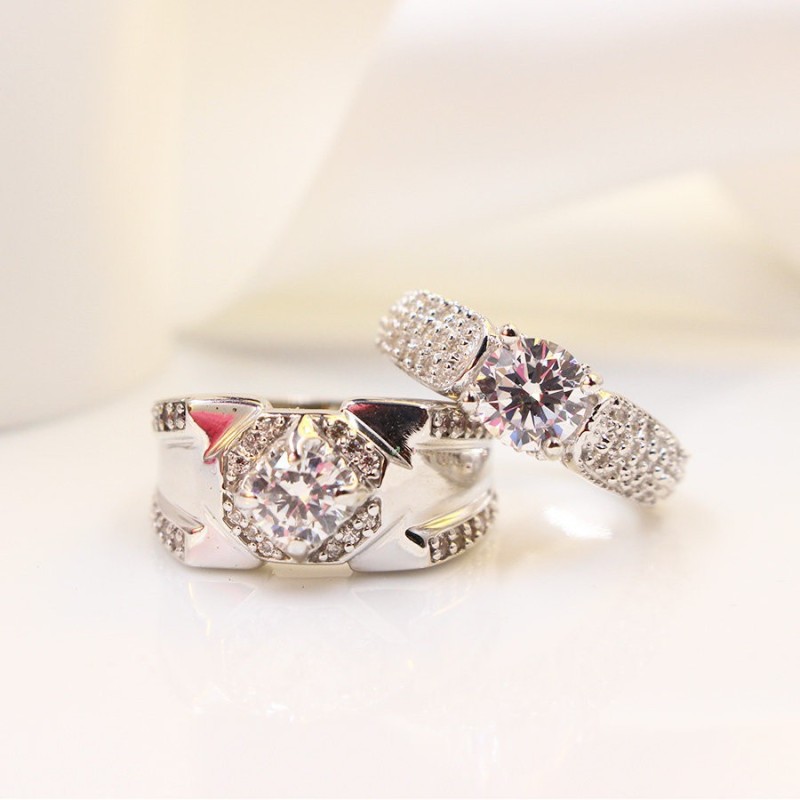 Nhẫn đôi bạc nhẫn cặp bạc đẹp sang trọng ND0267