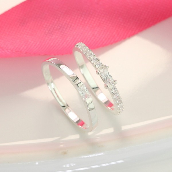 Nhẫn đôi bạc nhẫn cặp bạc đẹp giá rẻ đính đá ND0419